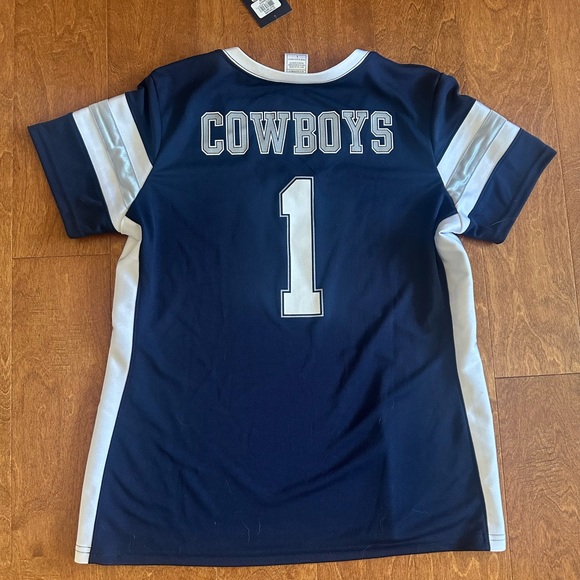 Dallas Cowboys Women’s Navy Bling V Neck Jersey NWT - Picture 3 of 4